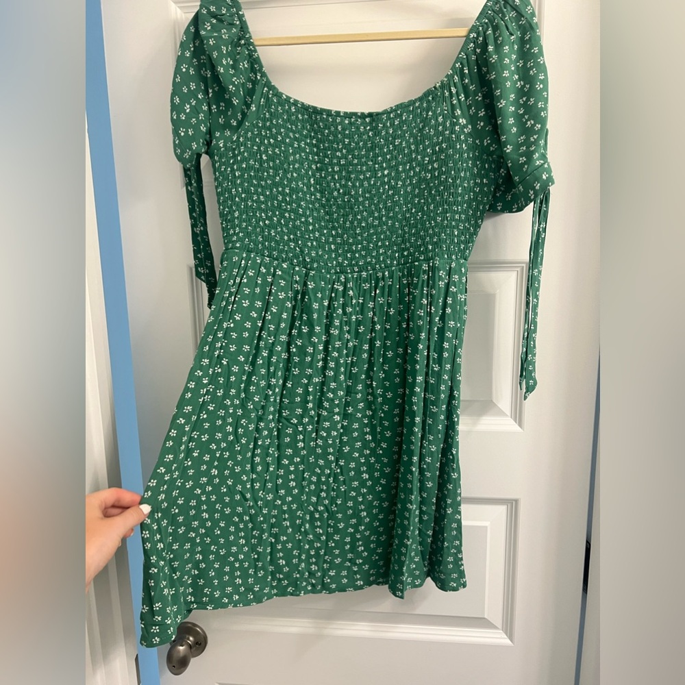 american eagle green floral mini dress